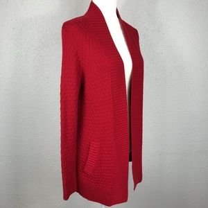 Talbot’s Long Red Open Cardigan Sweater